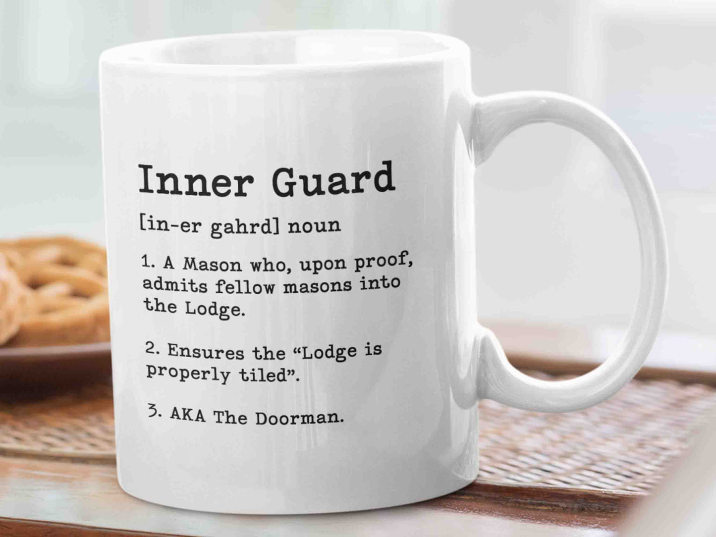 Inner Guard Dictionary Mug - A humorous take on the role of a Mason, perfect for morning coffee or tea